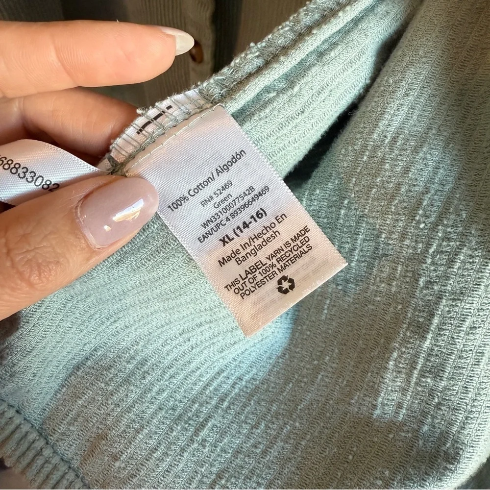 Wonder Nation Sage Green Corduroy Oversized Button-Up Shacket Size X-Large 14–16